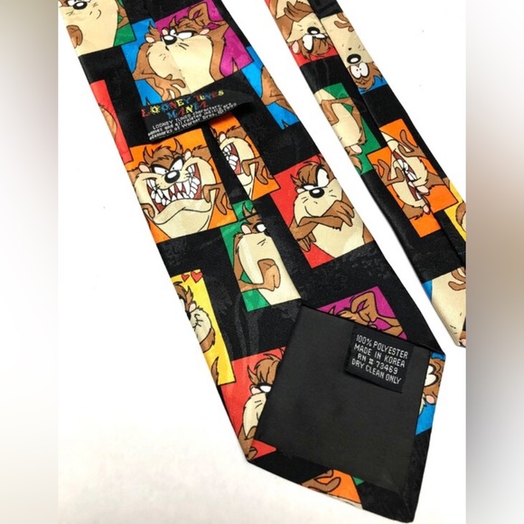 Vintage Necktie Looney Tunes Necktie Tazmanian Devil Neck Tie 1993 - Picture 5 of 6